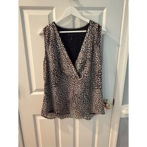 WHBM Leopard Print Surplice Swing Tank Top sz 16 EUC